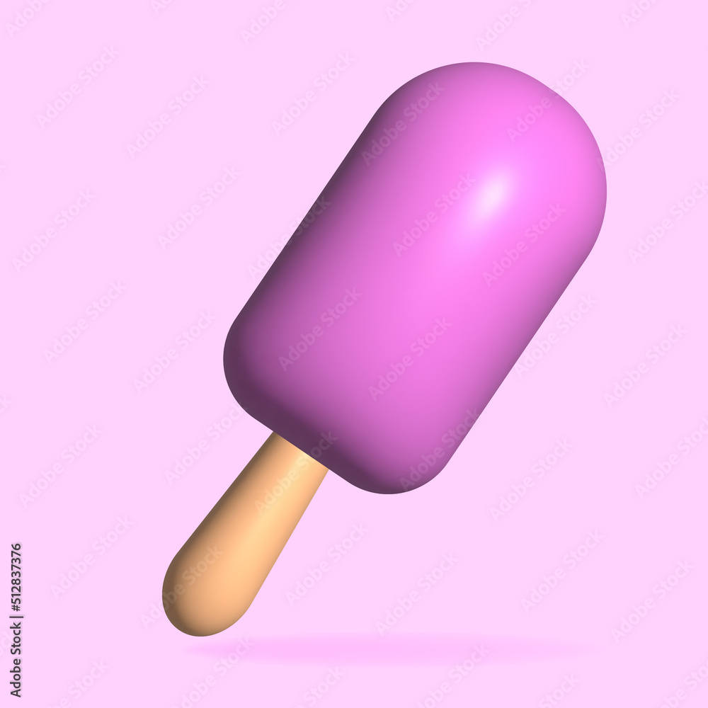 Strawberry ice cream icon. 3d rendering Strawberry ice cream icon. 3d rendering