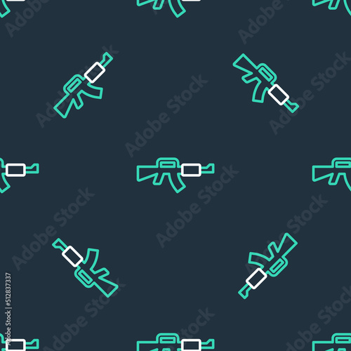Line M16A1 rifle icon isolated seamless pattern on black background. US Army M16 rifle. Vector