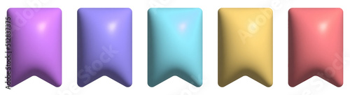Set of bookmark icons. 3d render illustration