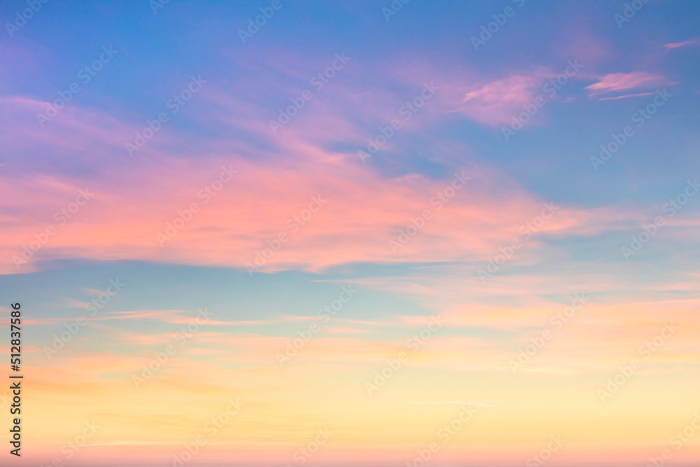 Pastel colors of sundown sunset  sky with beautiful light clouds - obrazy, fototapety, plakaty 
