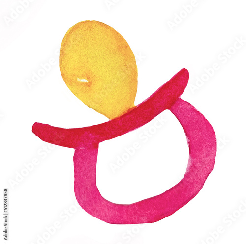 Watercolor illustration of a baby pacifier for two.