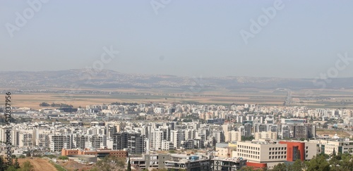 The city of Afula in the Jezreel Valley seen from above
