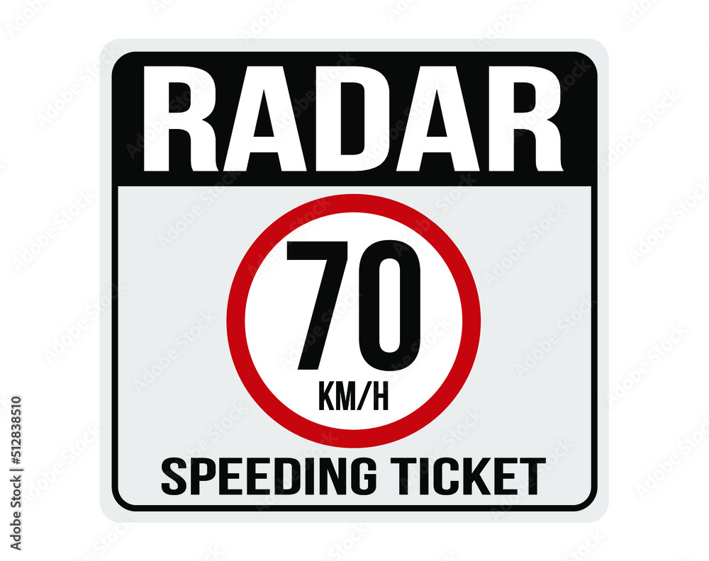 Fototapeta premium 70km/h fine for speeding. Sign indicating speed camera.