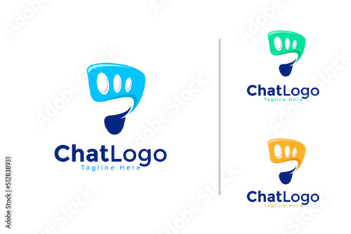 Creative footprints bubble chat logo design vector