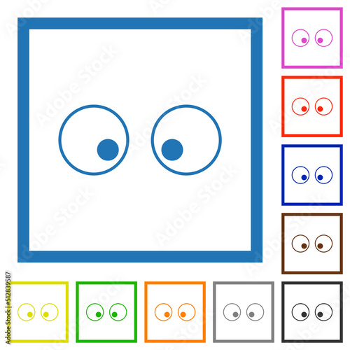 Watching eyes outline flat framed icons