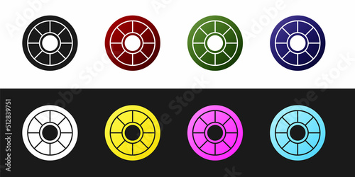 Set Safe icon isolated on black and white background. The door safe a bank vault with a combination lock. Reliable Data Protection. Vector
