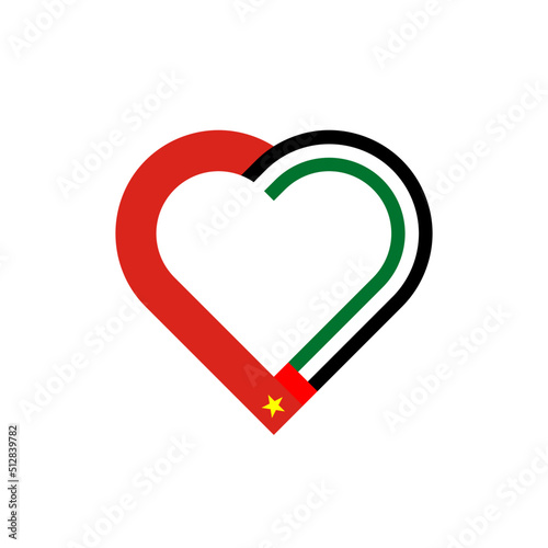 unity concept. heart ribbon icon of vietnam and united arab emirates flags. vector illustration isolated on white background