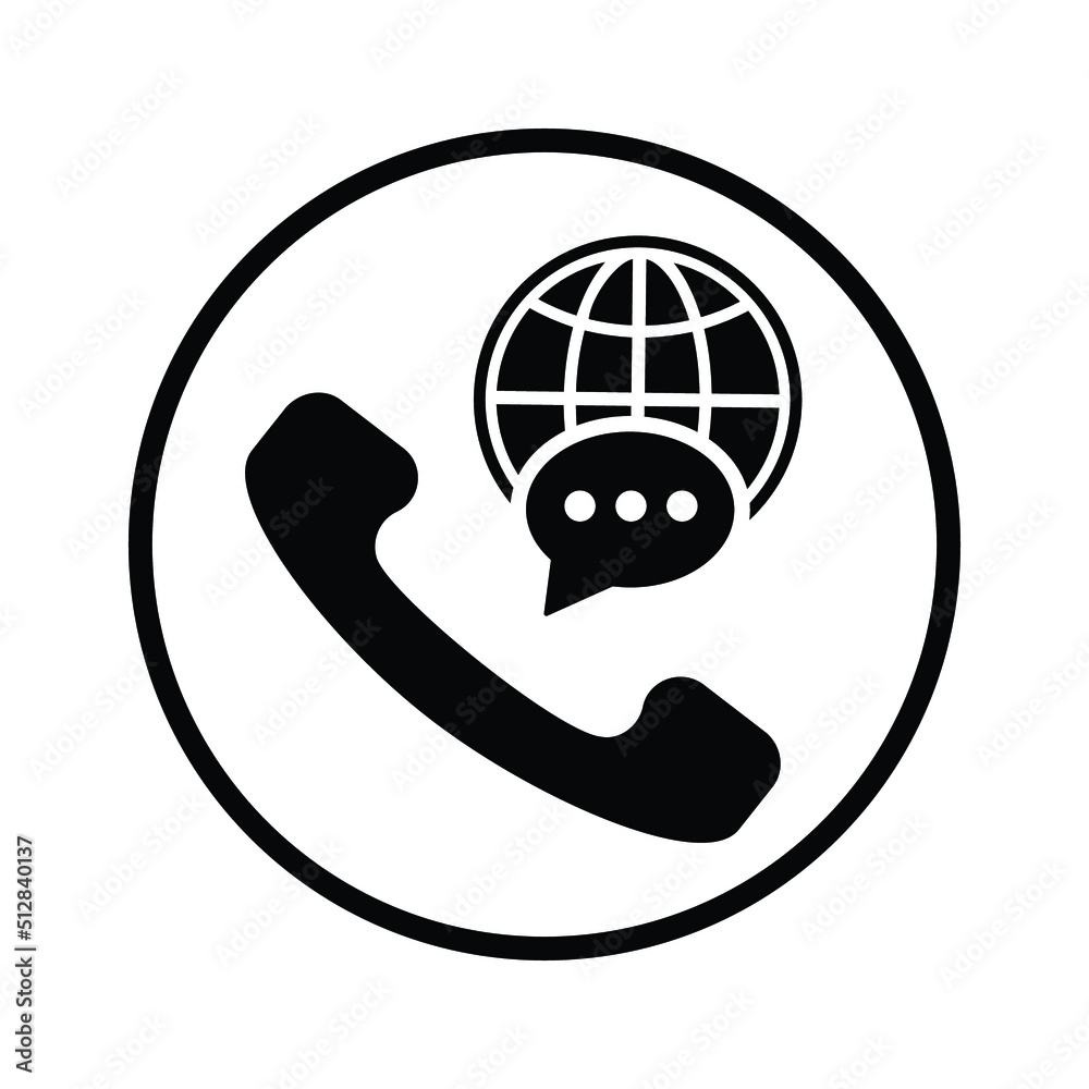 Abroad, telephone icon. Black vector graphics. Abroad, telephone icon. Black vector graphics.