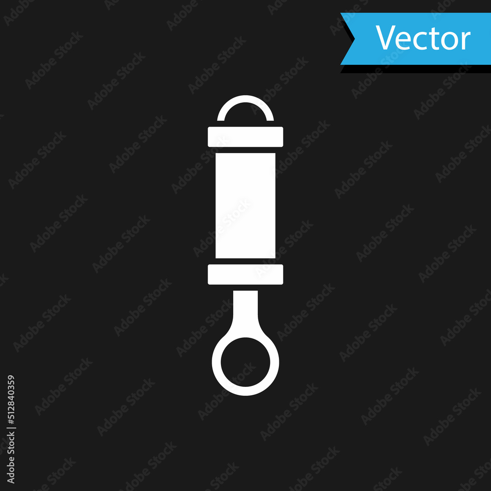 White Shock absorber icon isolated on black background. Vector