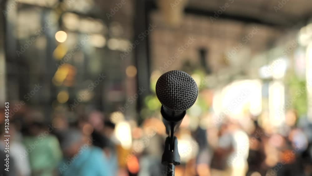 Microphone on stage with beautiful background sunlight