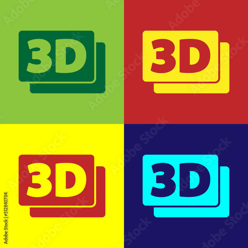 Pop art 3D word icon isolated on color background. Vector