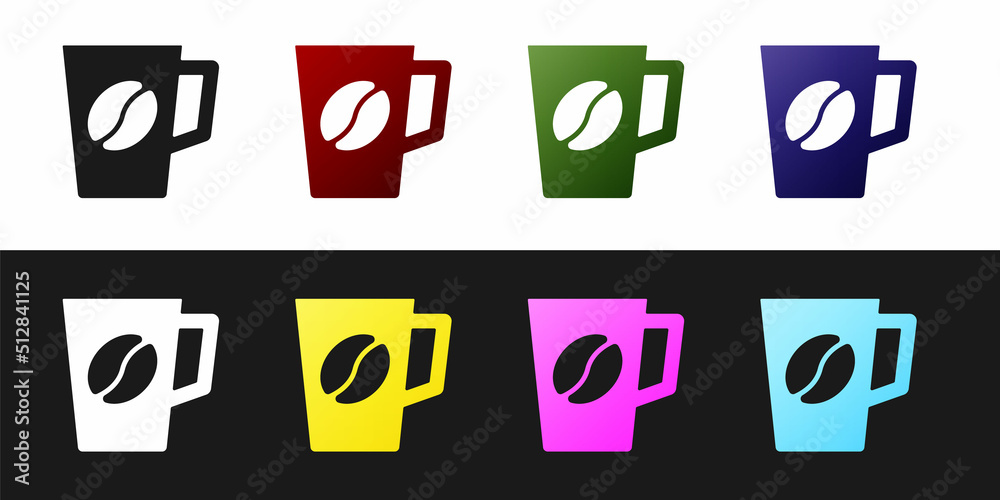 Set Coffee cup icon isolated on black and white background. Tea cup. Hot drink coffee. Vector Set Coffee cup icon isolated on black and white background. Tea cup. Hot drink coffee. Vector