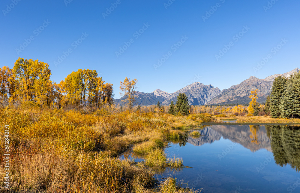Scenic Reflection Landscape in Grand Teton National Park Wyoming in Autumn Scenic Reflection Landscape in Grand Teton National Park Wyoming in Autumn