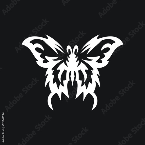 butterfly tattoo design. Hand drawing butterfly logo with premium vector art template 
