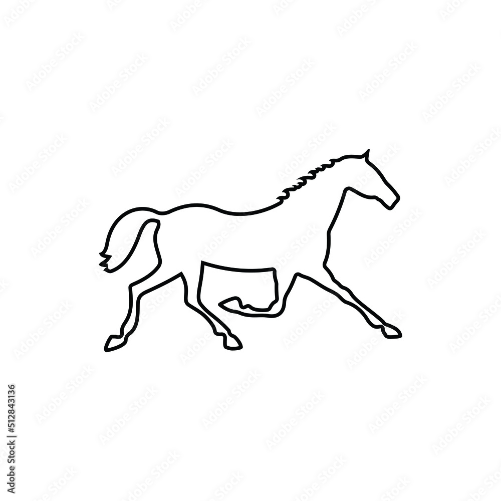 horse silhouette vector. Line art racehorse with premium horse logo vector
