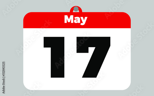 May, 17. White and red calendar
