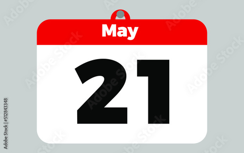 May, 21. White and red calendar