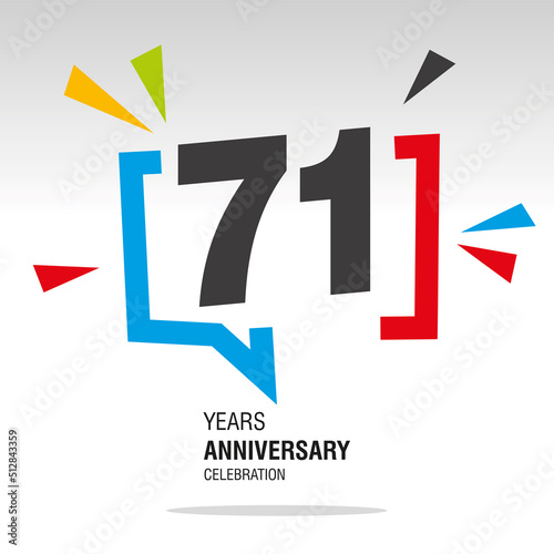 Free Download 71 Years Anniversary celebration colorful white modern number logo icon banner - GFXLoad