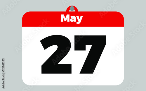 May, 27. White and red calendar