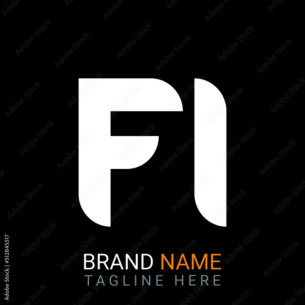 Fi Letter Logo design. black background. Fi Letter Logo design. black background.