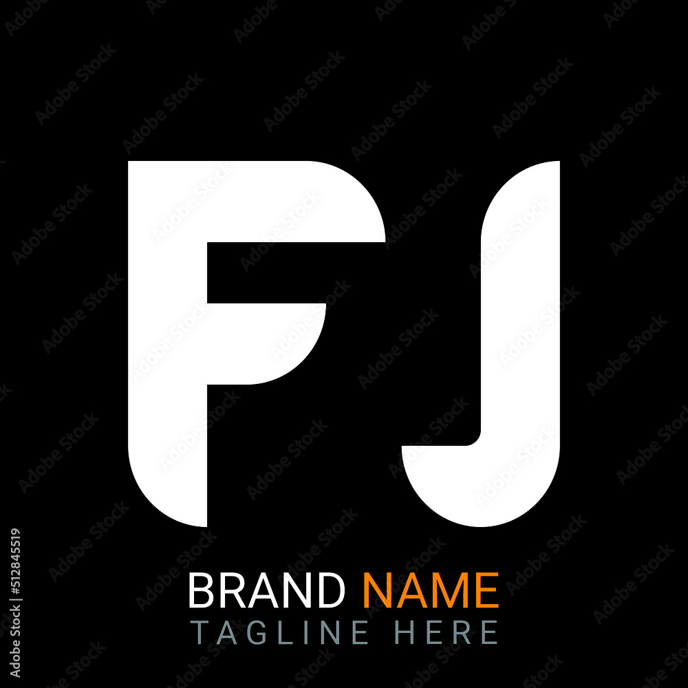 Fj Letter Logo design. black background.