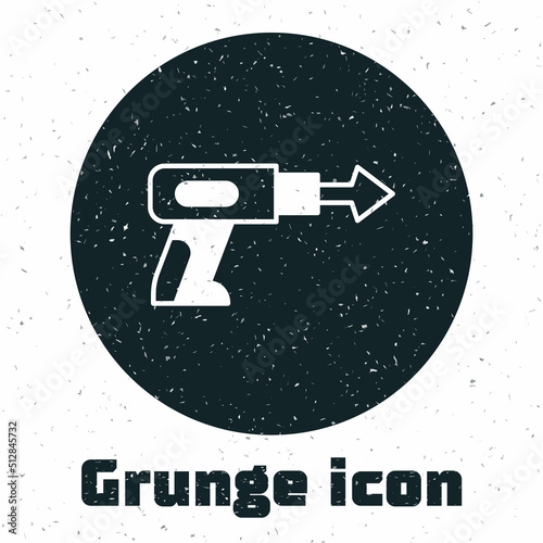 Grunge Fishing harpoon icon isolated on white background. Fishery manufacturers for catching fish under water. Diving underwater equipment. Monochrome vintage drawing. Vector