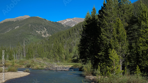 The Snake River flows through White River National Forest high in the Colorado Rockies