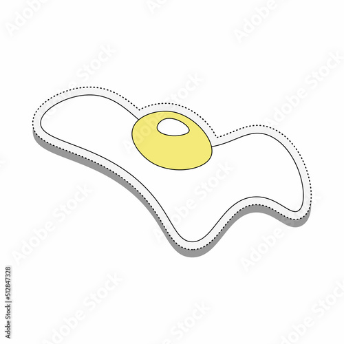 Fried egg sticker cartoon style .Vector illustration.