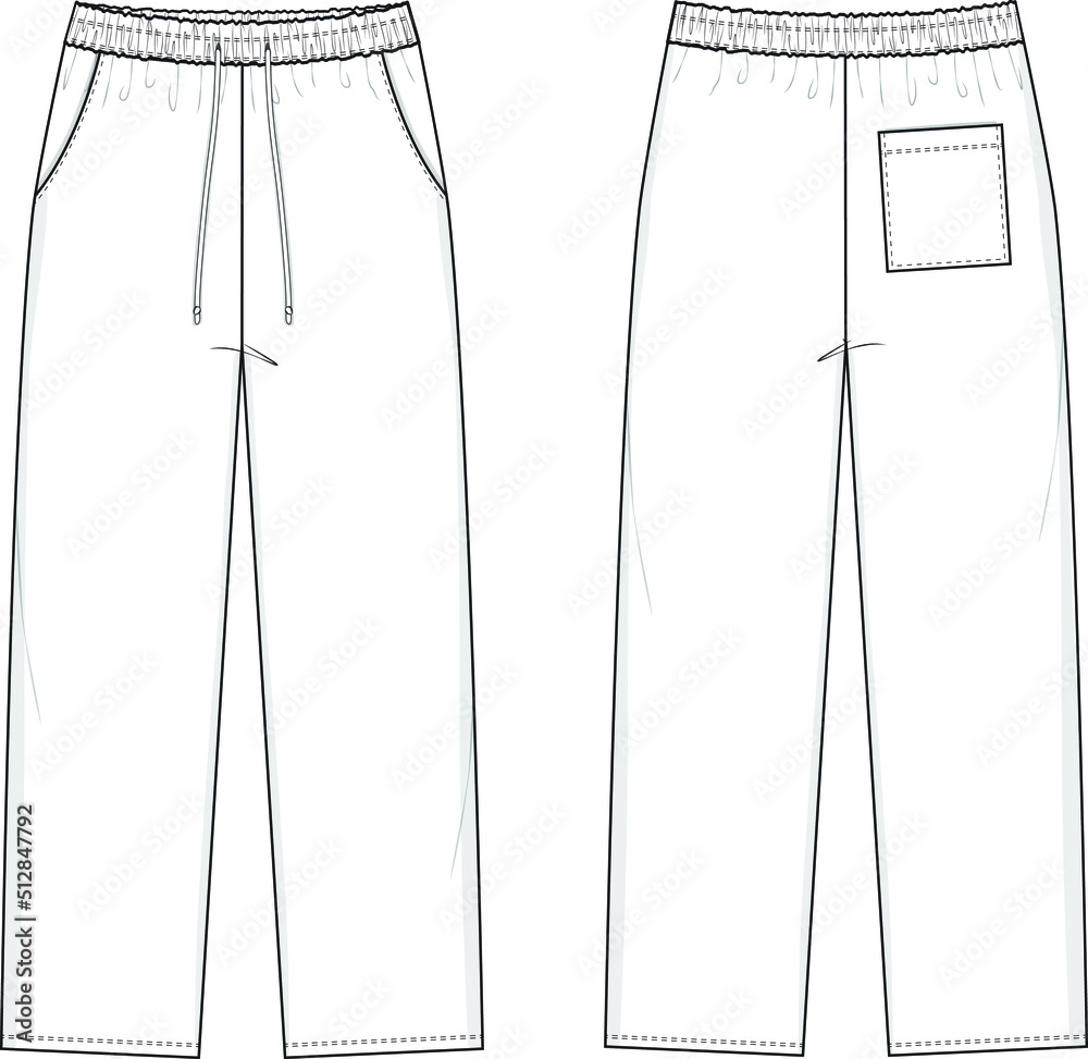Loose Sweatpants Flat Technical Drawing Illustration Five Pocket Classic  Blank Streetwear Mock-up Template for Design Tech Packs CAD Casual Stock  Vector | Adobe Stock