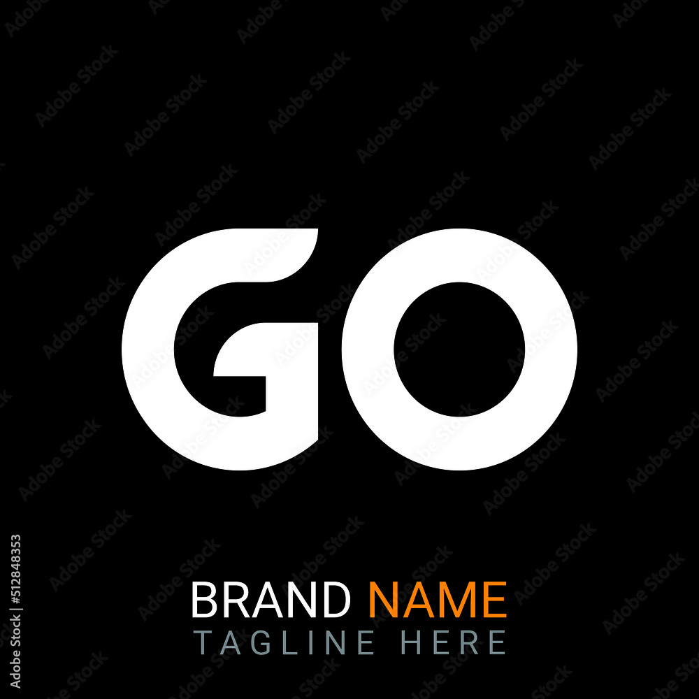 Go Letter Logo design. black background. Go Letter Logo design. black background.