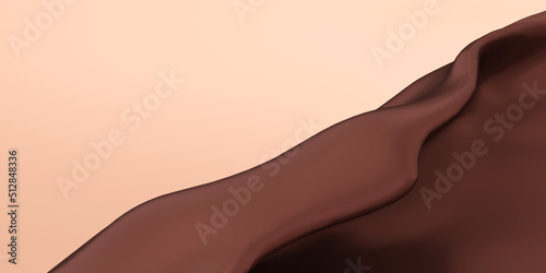 Chocolate or Cocoa, Abstract background. melted chocolate mass banner. 3D illustration.