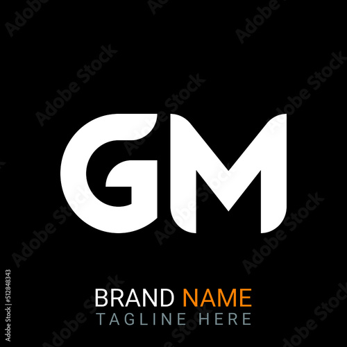 Gm Letter Logo design. black background.
