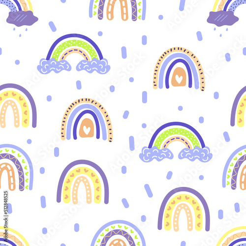 Abstract rainbows hand drawn childish seamless pattern