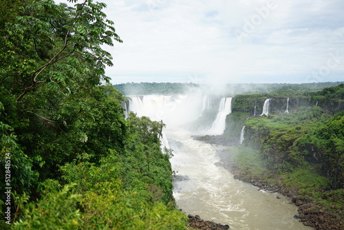 The photo shows a stunning landscape at the Iguazu Falls located on the border of Brazil  Paran   state  and Argentina  Misiones province 