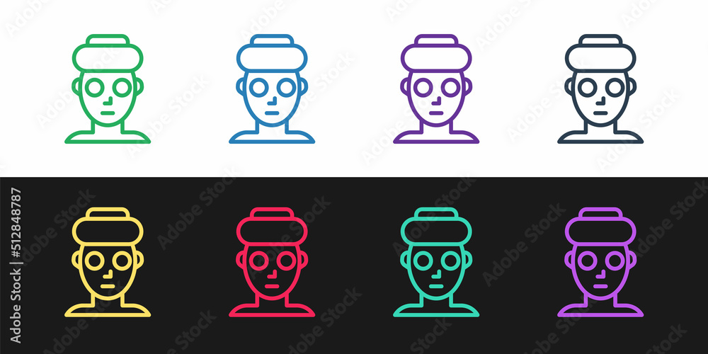 Set line Facial cosmetic mask icon isolated on black and white background. Cosmetology, medicine and health care. Vector Set line Facial cosmetic mask icon isolated on black and white background. Cosmetology, medicine and health care. Vector