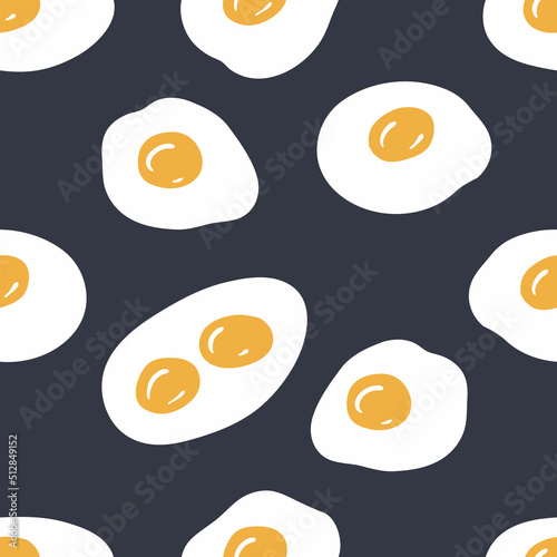 Fried eggs seamless pattern, great design for any purposes. Hand drawn vector illustration.
