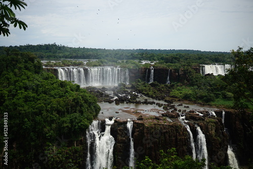 The photo shows a stunning landscape at the Iguazu Falls located on the border of Brazil  Paran   state  and Argentina  Misiones province 