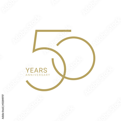 50 Year Anniversary Logo, Golden Color, Vector Template Design element for birthday, invitation, wedding, jubilee and greeting card illustration. photo