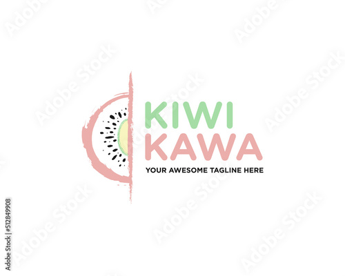 kiwi pear logo design flat color