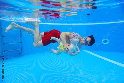 Underwater Baby swimming photo