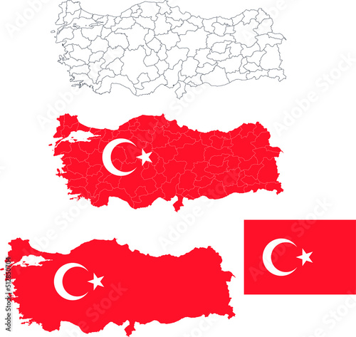 Set of territories of the country with the flag of Turkey
