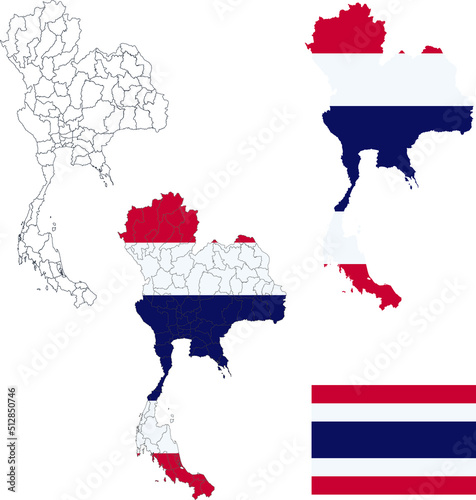 Set of territories of the country with the flag of Thailand