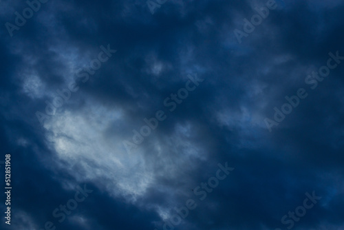 Fototapeta Naklejka Na Ścianę i Meble -  White heap clouds in the blue peaceful sky. The concept of psychological calmness and health. Peace of mind with the forces of nature. Air travel concept.