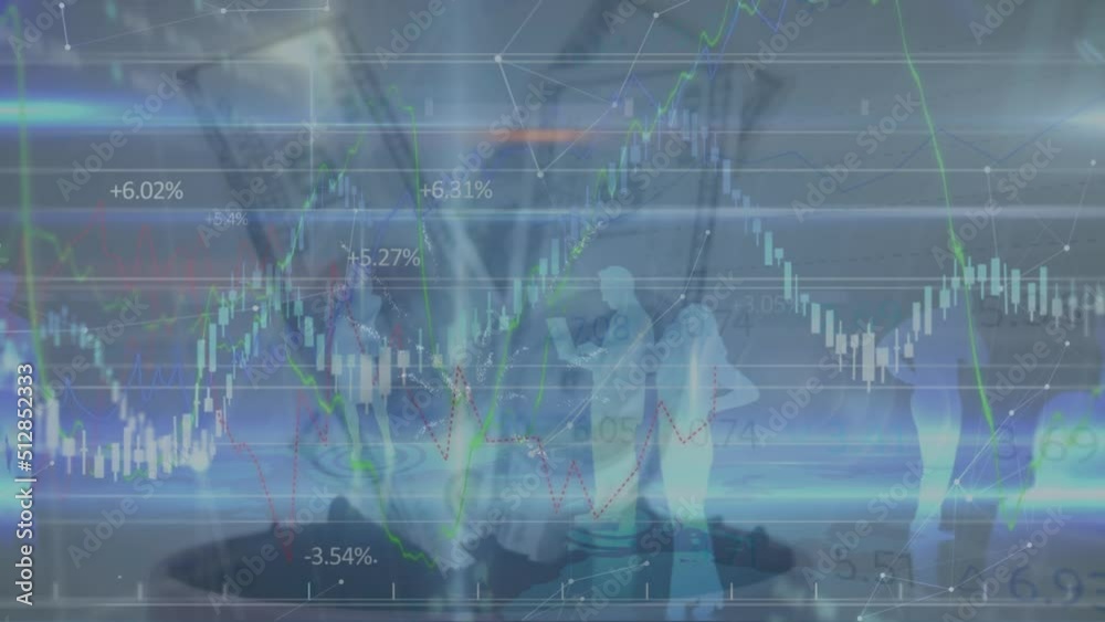 Animation of graphs and financial data over dollars Animation of graphs and financial data over dollars