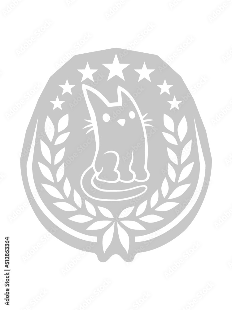 Emblem Logo Katze Lorbeerkranz 