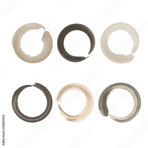 Vector watercolor circles. Set of watercolor circles in pastel brown colors. Traces from a coffee cup on a white background.