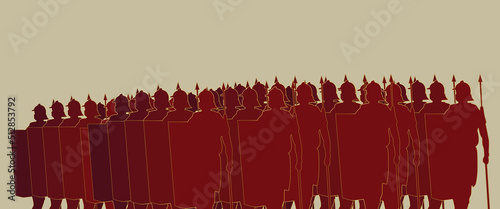 Old time army, Old War soldiers silhouette Vector 