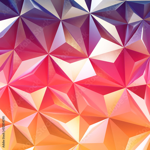 Abstract colorful low poly triangle geometric background. 3d rendering.