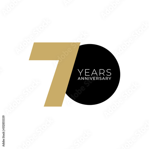 70 Year Anniversary Logo, Golden Color, Vector Template Design element for birthday, invitation, wedding, jubilee and greeting card illustration.