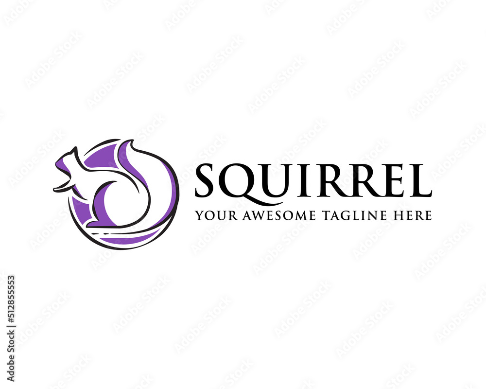 squirrel logo design flat color